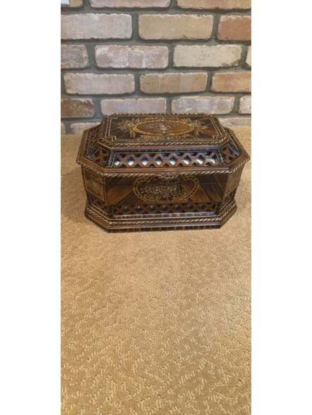 Intricately Carved Wooden Decorative Storage Box